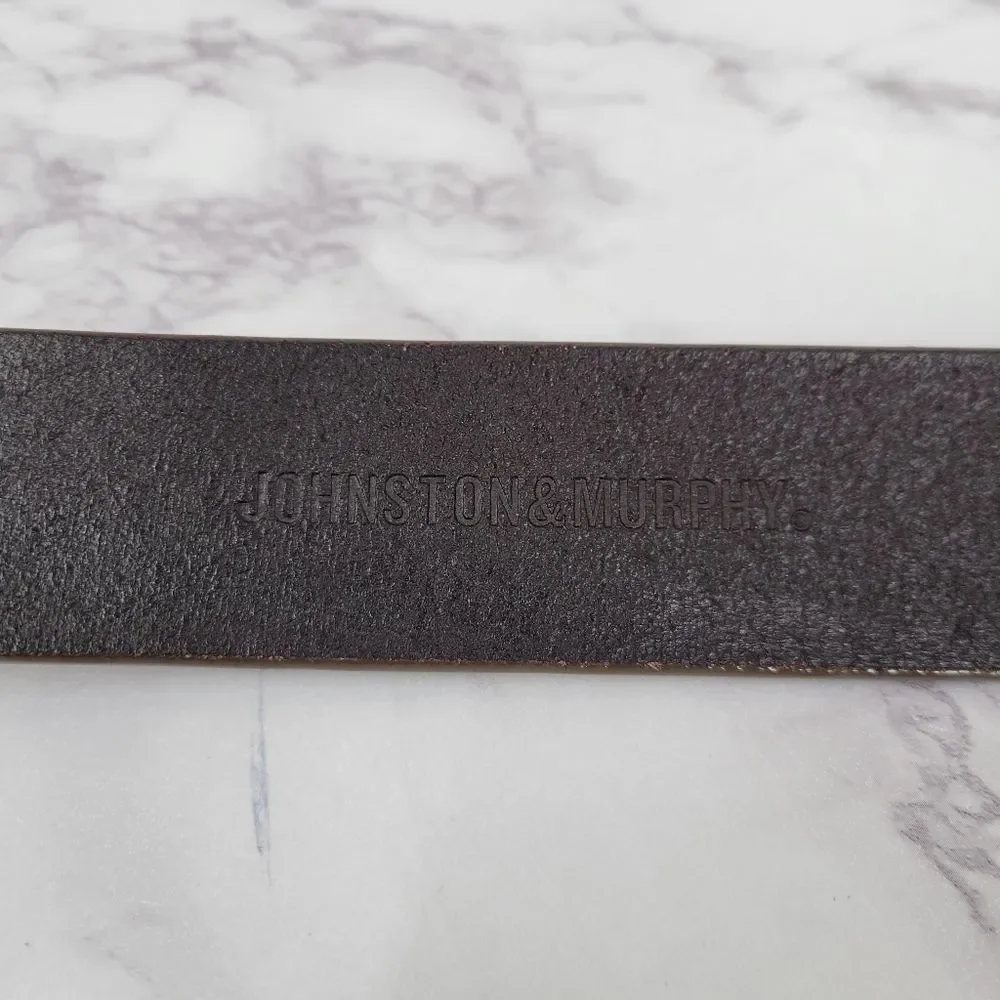 Johnston & Murphy Scored Roller Buckle Belt Men's Tan Leather Belt